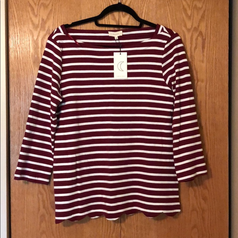 3/4 sleeve boat neck t